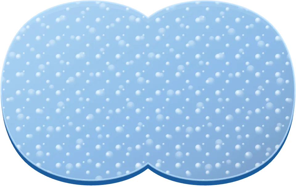Illustration of layer 3 of a SWEAT FREE® underarm sweat pad, the blue gel layer: turns the sweat it takes in into gel, so it stays locked in the pad.