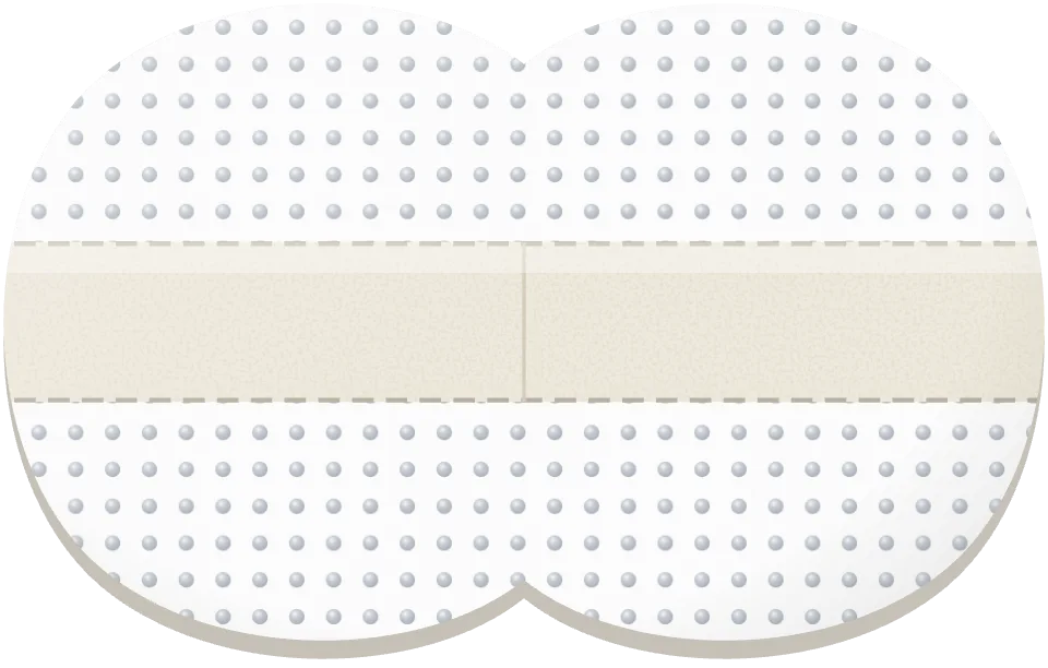 Illustration of layer 5 of a SWEAT FREE® underarm sweat pad, the adhesive layer: holds the pad to the inside of the garment, never to your skin.
